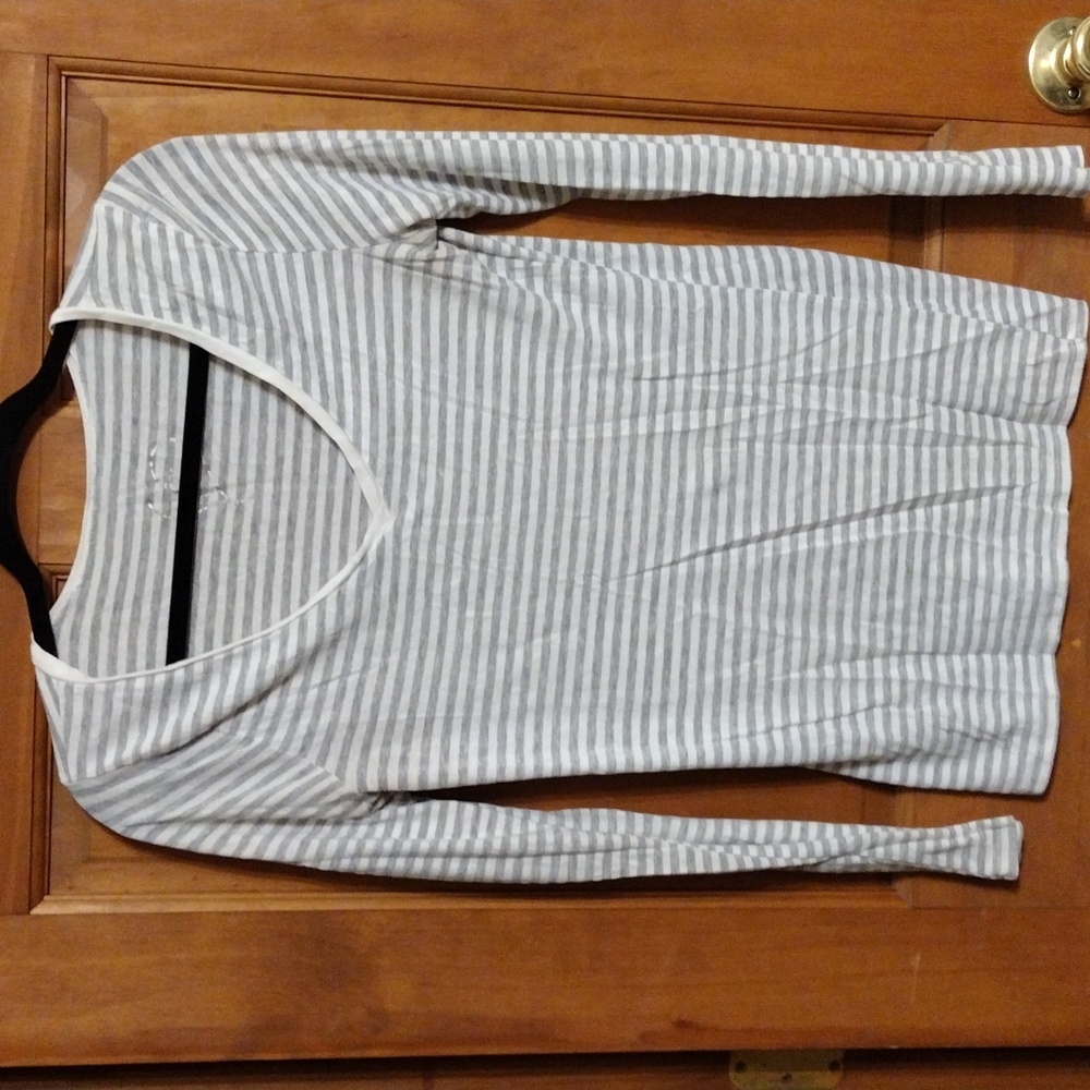 Grey and white striped thin shirt size xl